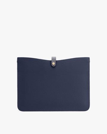 Women's System Laptop Sleeve In Navy/storm | Size: 13 | Pebbled Leather By Cuyana