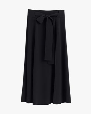 Women's Silk Belted Midi Skirt In Black | Size: Large | Crepe De Chine Silk By Cuyana