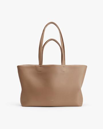 Women's Small Easy Tote Bag In Cappuccino | Pebbled Leather By Cuyana