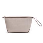Women's Travel Zipper Pouch In Soft Grey/dark Brown | Canvas & Smooth Leather By Cuyana