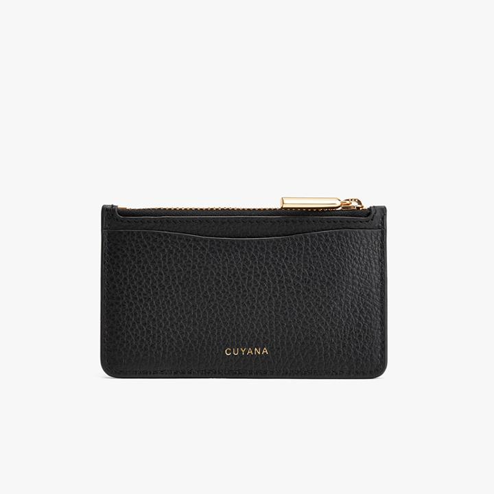 Women's Zip Cardholder In Black | Pebbled Leather By Cuyana
