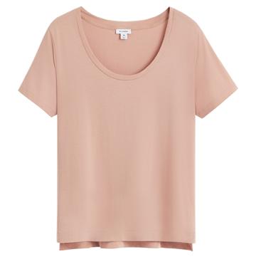 Women's Pima Scoop Neck Tee In Soft Rose | Size: Large | Organic Pima Cotton By Cuyana