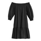 Women's Poplin Off The Shoulder Dress In Black | Size: Large | Organic Cotton Blend By Cuyana