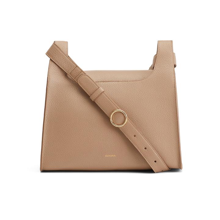 Women's Double Loop Bag In Cappuccino | Pebbled Leather By Cuyana