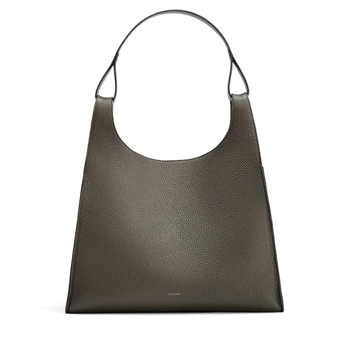 Women's Oversized Double Loop Bag In Dark Olive | Pebbled Leather By Cuyana