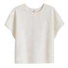 Women's French Terry Short Sleeve Sweatshirt In Ecru | Size: Large | Organic Cotton Modal Blend By Cuyana