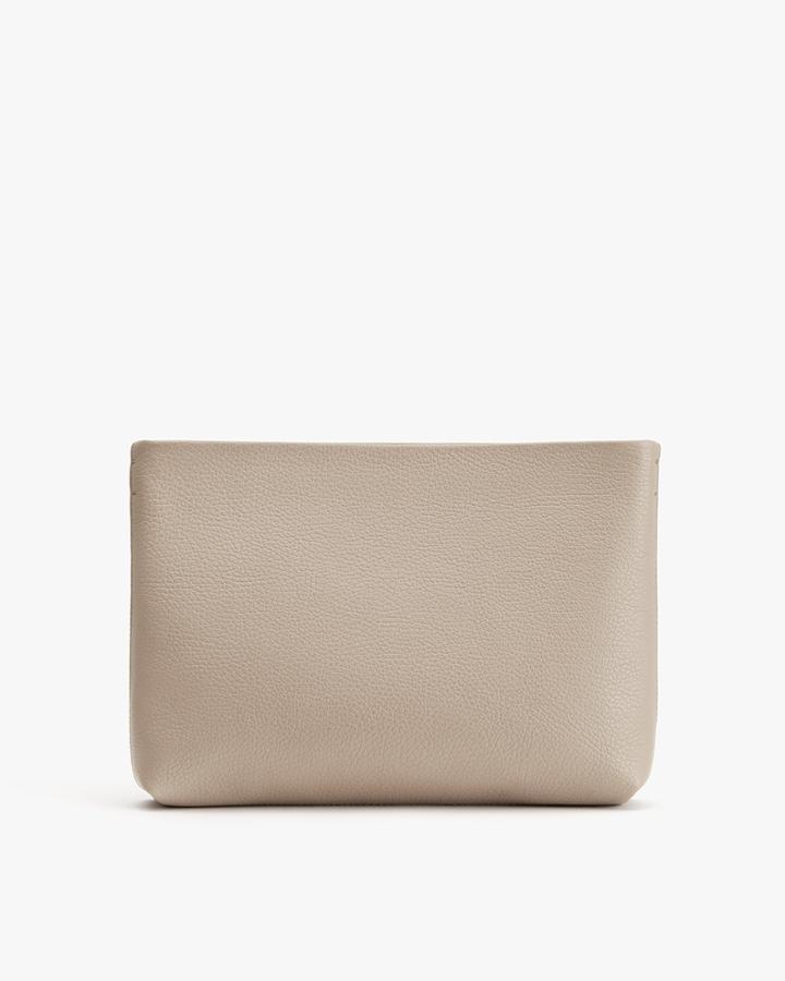 Women's Small Zipper Pouch In Grey | Pebbled Leather By Cuyana