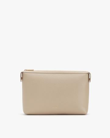 Women's System Zipper Pouch Insert In Stone/pebble | Size: Small | Pebbled Leather By Cuyana