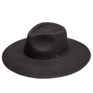 Women's Wide Brim Panama* Hat In Black | Size: 56 | Toquilla Straw By Cuyana