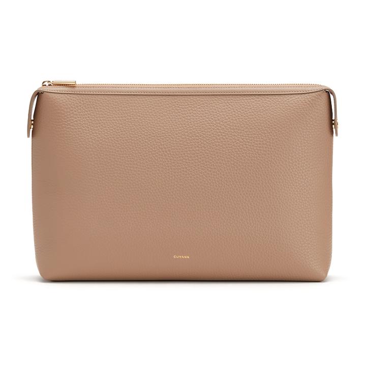 Women's System Zipper Pouch Insert In Cappuccino | Size: Large | Pebbled Leather By Cuyana