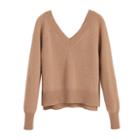 Women's Recycled Deep V-neck Sweater In Camel | Size: Large | Cashmere By Cuyana
