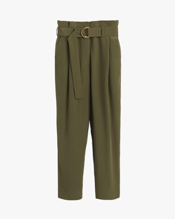 Women's Silk Paperbag Pant In Dark Olive | Size: Large | Crepe De Chine Silk By Cuyana