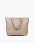 Women's Classic Zipper Tote Bag In Stone | Pebbled Leather By Cuyana