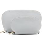 Women's Leather Travel Case Set In Pearl Grey | Pebbled Leather By Cuyana