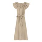 Women's Linen Flutter Sleeve Dress In Sand | Size: Large | Linen Blend By Cuyana