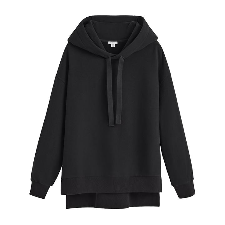 Women's Fleece Hoodie In Black | Size: Large | 100% Cotton By Cuyana