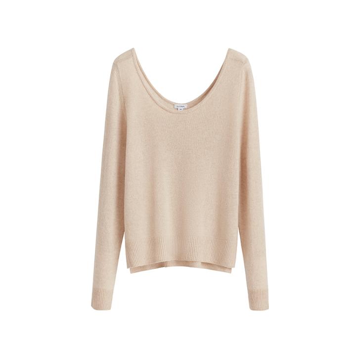 Women's Scoop Neck Sweater In Beige | Size: Large | Single-origin Cashmere By Cuyana