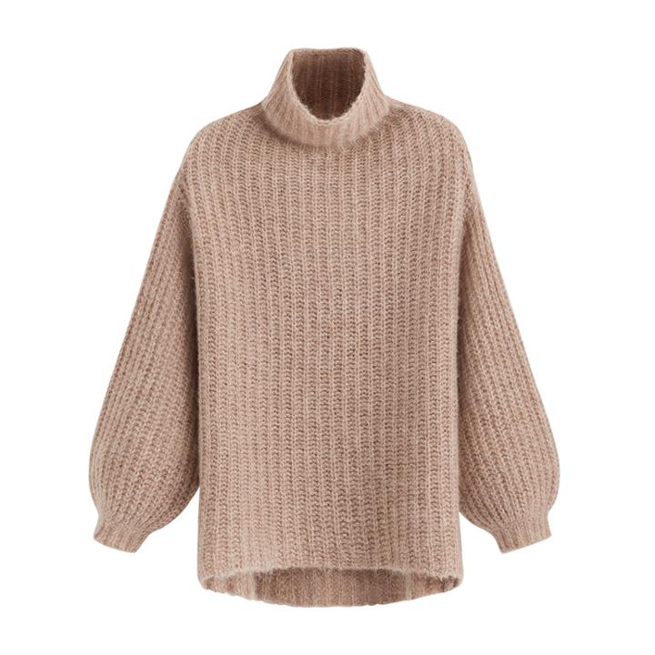 Women's Alpaca Wool Turtleneck Sweater In Cappuccino | Size: Large | Alpaca Wool Blend By Cuyana