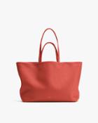 Women's Classic Easy Tote Bag In Dark Coral | Pebbled Leather By Cuyana