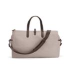 Women's Triple Zipper Weekender Bag In Soft Grey/dark Brown | Canvas & Smooth Leather By Cuyana
