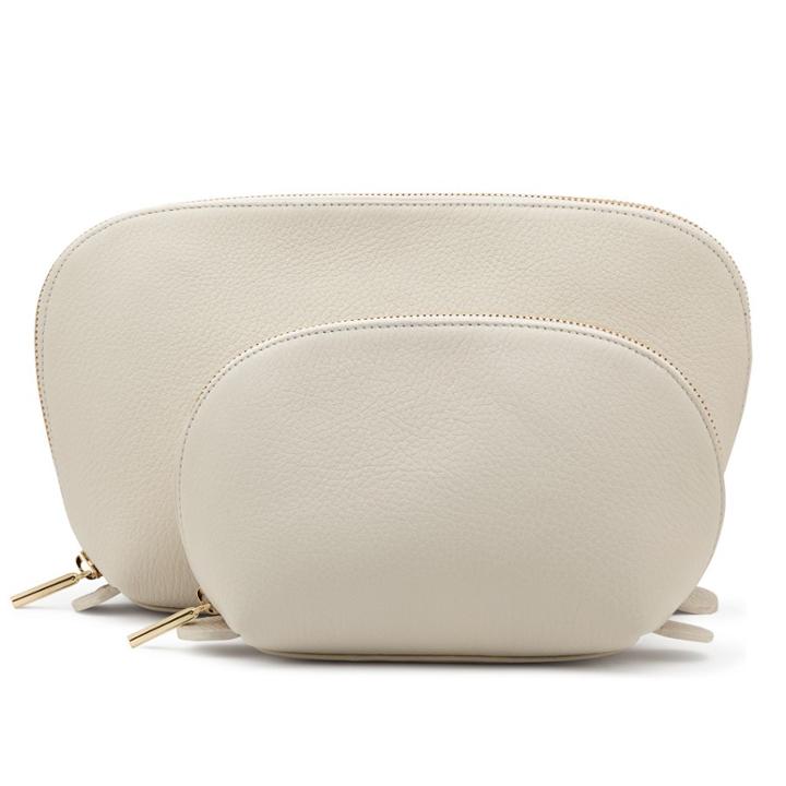 Women's Leather Travel Case Set In Ecru | Pebbled Leather By Cuyana