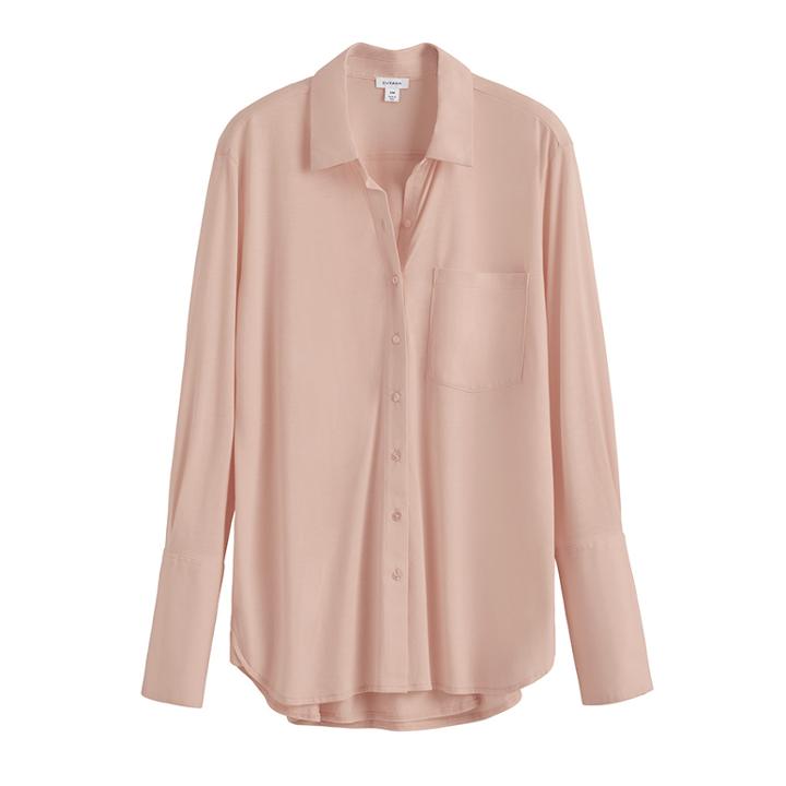 Women's Organic Pima Shirt In Soft Rose | Size: Medium | Organic Pima Cotton By Cuyana