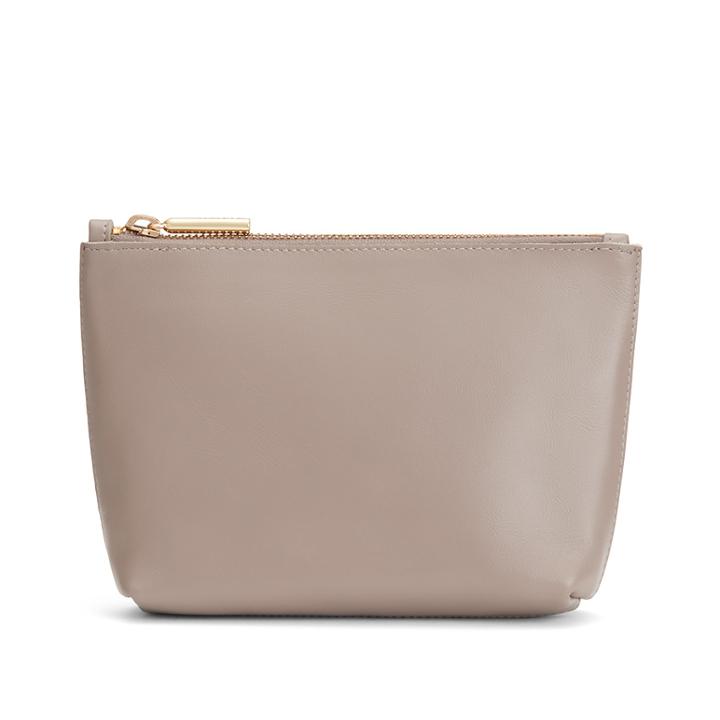 Women's Zero Waste Mini Leather Zipper Pouch In Grey | Smooth Leather By Cuyana