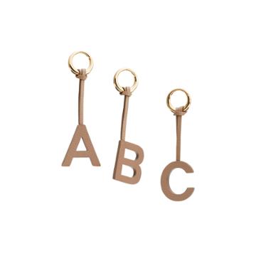 Women's Letter Keychain In Beige | Size: A | Pebbled Leather By Cuyana