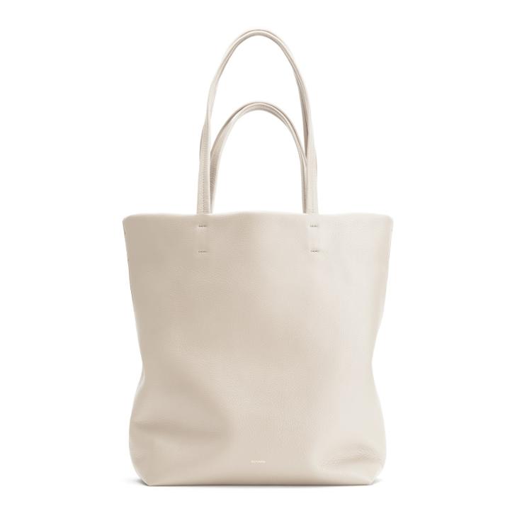 Women's Tall Easy Tote Bag In Ecru | Size: Tall | Pebbled Leather By Cuyana