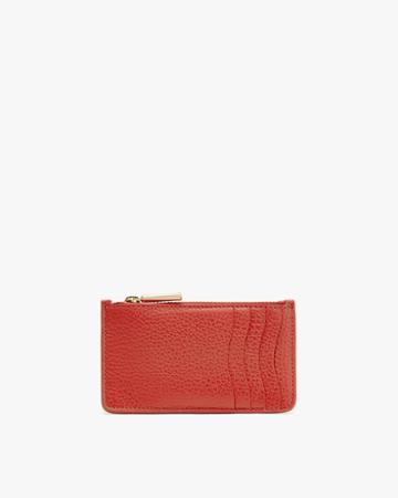 Women's Zip Cardholder In Dark Coral | Pebbled Leather By Cuyana