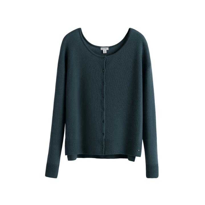 Women's Cardigan In Jade | Size: Large | Single-origin Cashmere By Cuyana