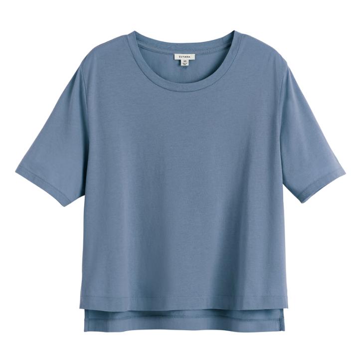 Women's Pima Cropped Tee In Dusk Blue | Size: Large | Organic Pima Cotton By Cuyana