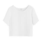 Women's Silk Cropped Crewneck Tee In White | Size: Large | 3 Ply Crepe Silk By Cuyana
