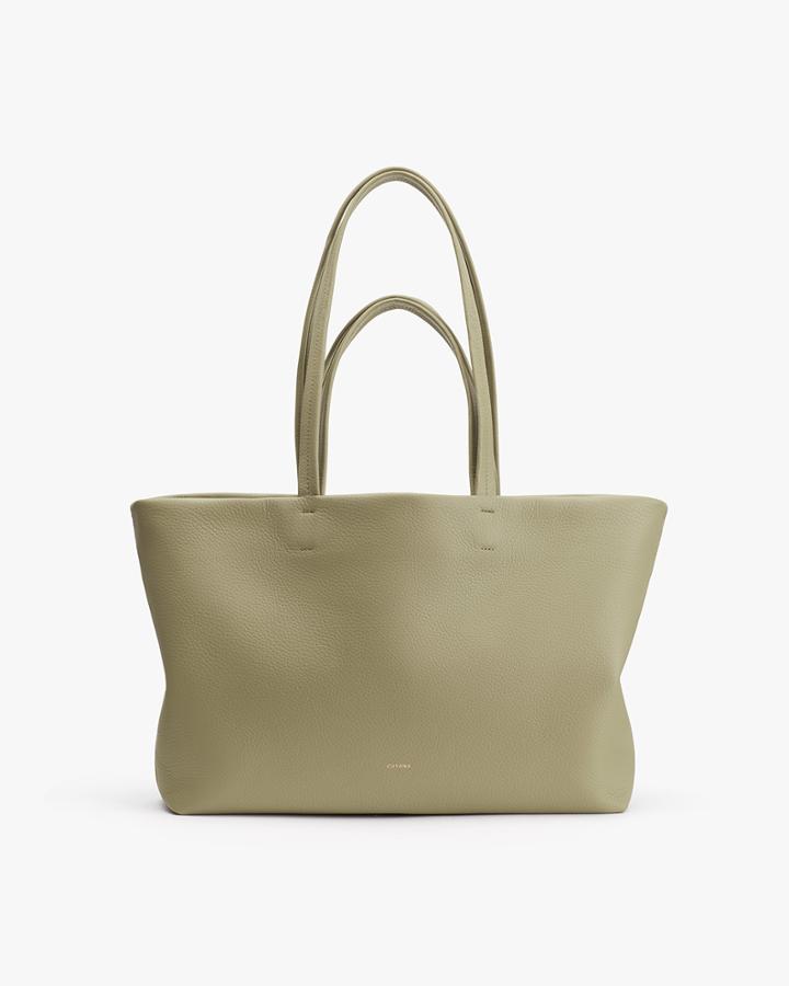 Women's Small Easy Tote Bag In Sage | Pebbled Leather By Cuyana