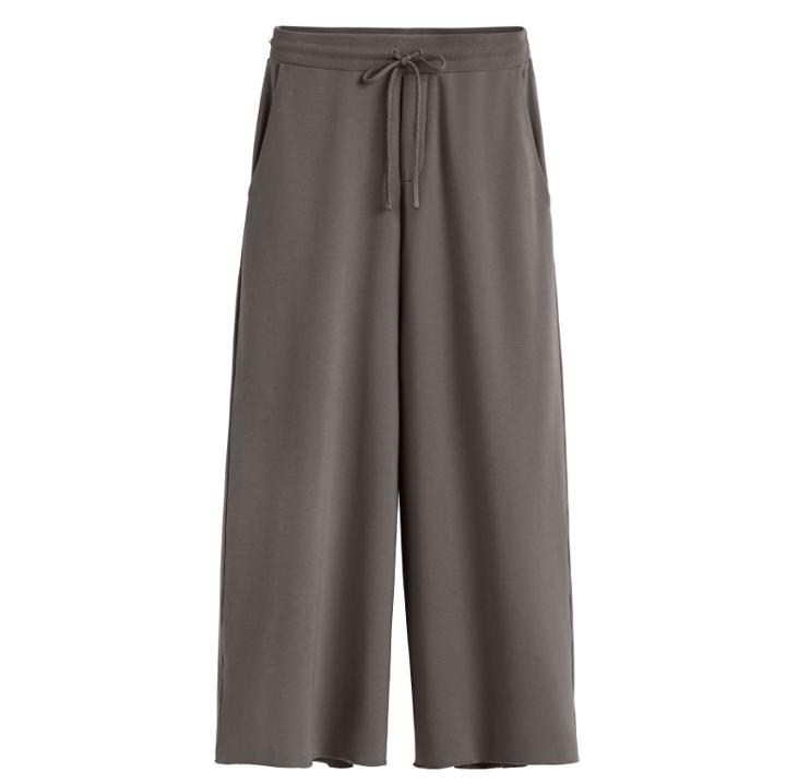 Women's French Terry Wide-leg Cropped Pant In Dove Grey | Size: Medium | Organic French Terry By Cuyana