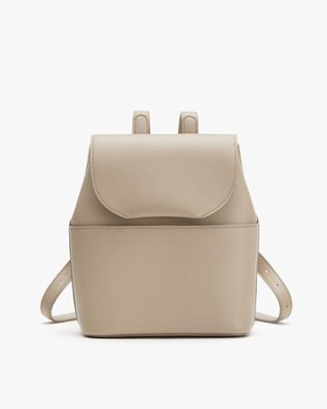 Women's Mini Leather Backpack In Stone | Pebbled Leather By Cuyana