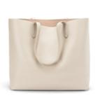 Women's Classic Structured Leather Tote Bag In Ecru/blush Pink | Pebbled Leather By Cuyana