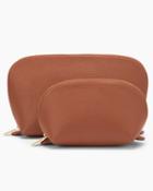 Women's Leather Travel Case Set In Beige | Pebbled Leather By Cuyana