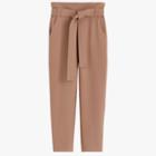 Women's French Terry Belted Cropped Pant In Cappuccino | Size: Large | Organic French Terry By Cuyana