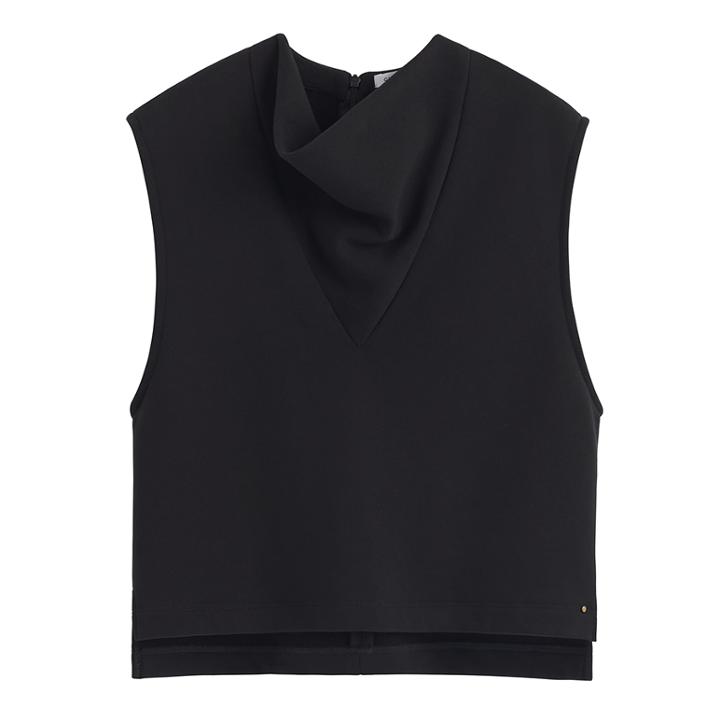 Women's Terry Gusset Neckline Top In Black | Size: Large | Organic Terry By Cuyana
