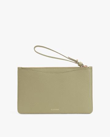 Women's Slim Wristlet Wallet In Sage | Pebbled Leather By Cuyana