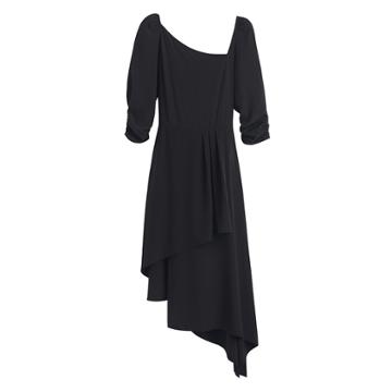 Women's Silk Drape Front Dress In Black | Size: Large | Crepe De Chine Silk By Cuyana