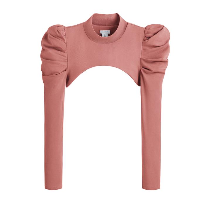 Women's French Terry Puff Sleevelette In Rose | Size: Large | Organic French Terry By Cuyana