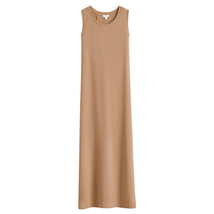 Women's Drape-back Dress In Camel | Size: Large | Organic Cotton Modal Blend By Cuyana