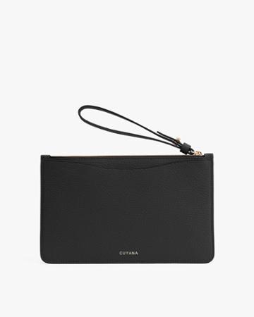 Women's Slim Wristlet Wallet In Black | Pebbled Leather By Cuyana