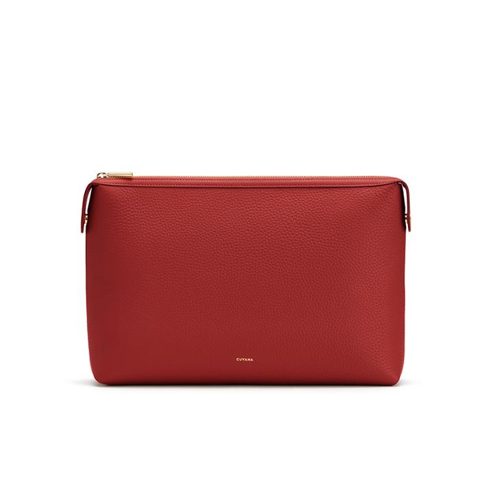 Women's System Zipper Pouch Insert In Poppy | Size: Large | Pebbled Leather By Cuyana
