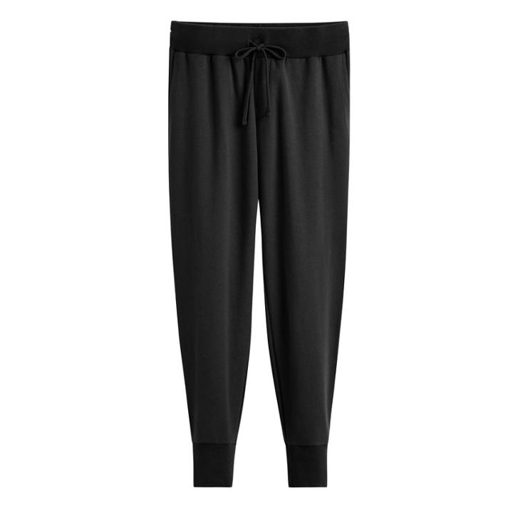 Women's French Terry Tapered Lounge Pant In Black | Size: Large | Cotton Modal Blend By Cuyana