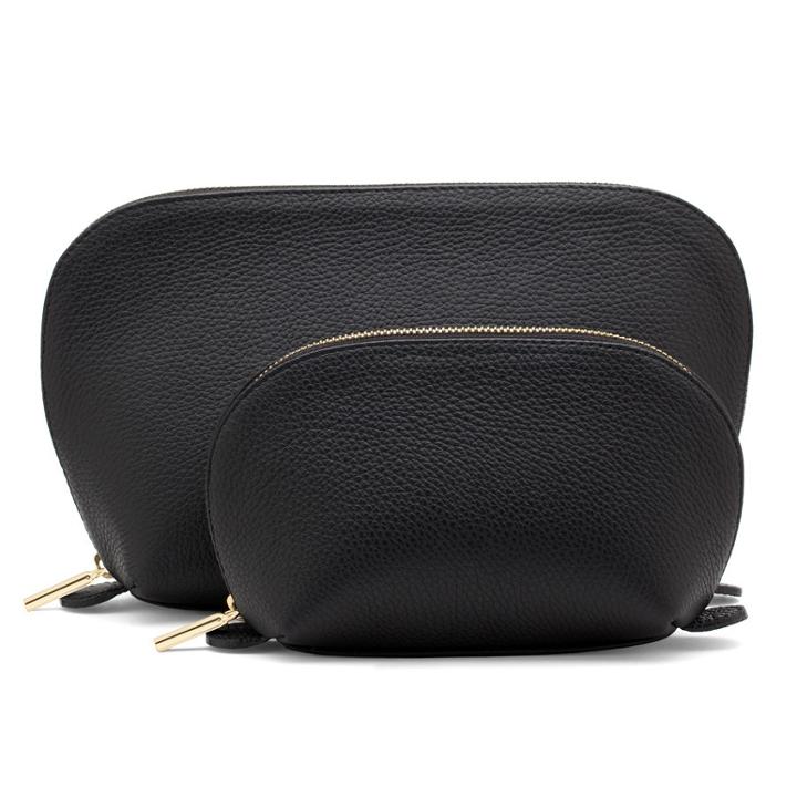 Women's Leather Travel Case Set In Black | Pebbled Leather By Cuyana