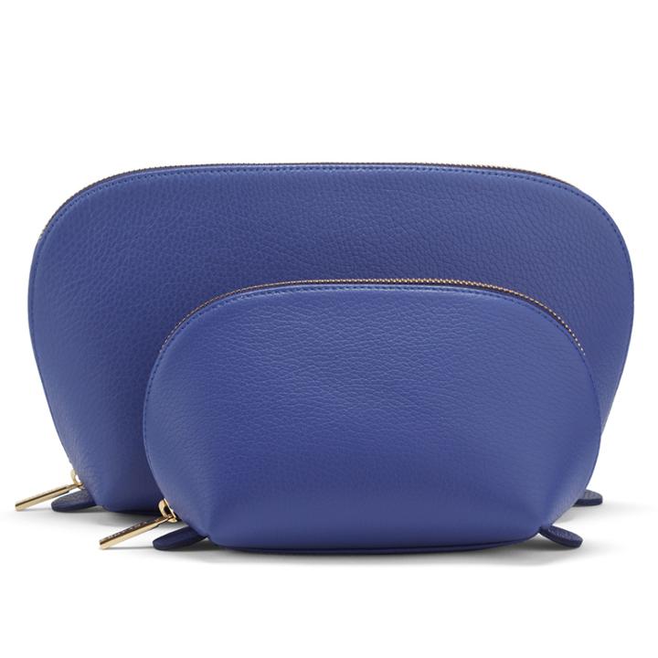 Women's Leather Travel Case Set In Sapphire | Pebbled Leather By Cuyana