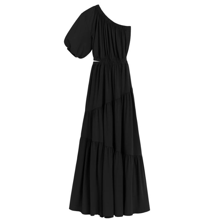 Women's Gathered One Shoulder Dress In Black | Size: Large | Organic Pima Modal By Cuyana